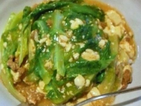残った麻婆豆腐でシャクシャク♪麻婆丼~レタス消費~